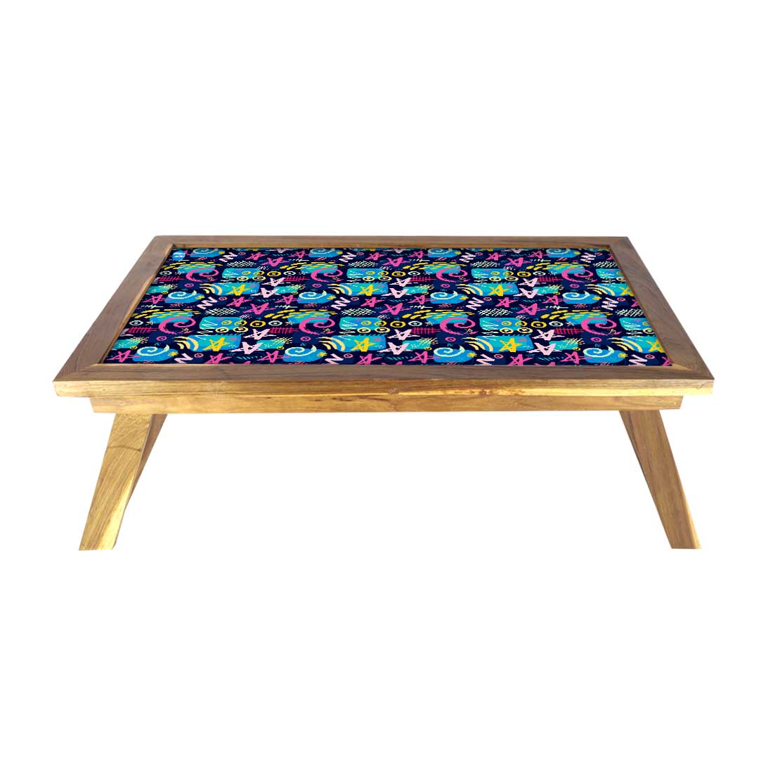 Folding Laptop Desk Wooden Food Tray for Bed Breakfast Table - Multicolor Nutcase