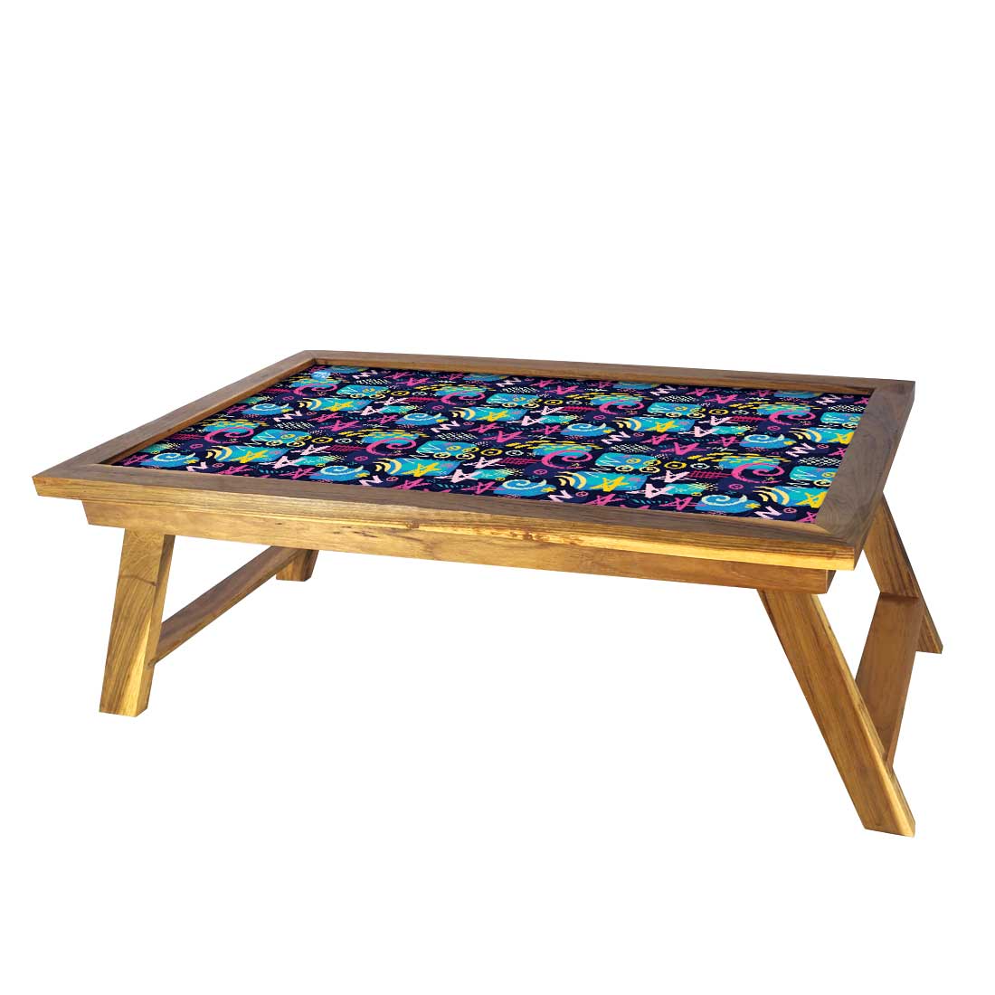 Folding Laptop Desk Wooden Food Tray for Bed Breakfast Table - Multicolor Nutcase