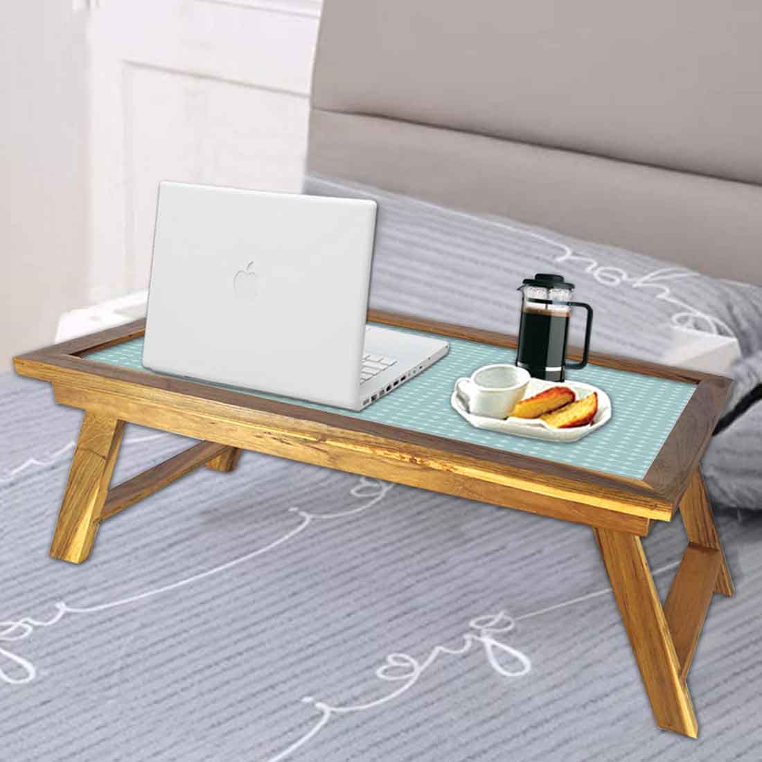 Modern Wooden Breakfast Tables Bed Study Table for Students - Pattern Lines Nutcase