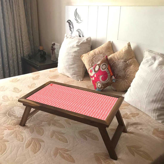 Folding Laptop Table for Home Bed Desk Breakfast Tables - White Dots Nutcase