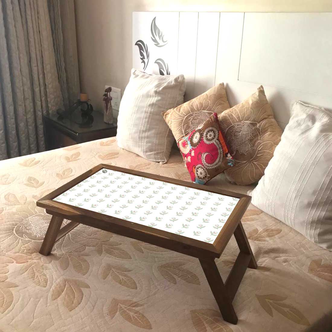 Wooden Multipurpose Foldable Desk for Bed Breakfast Tray - Flower Nutcase