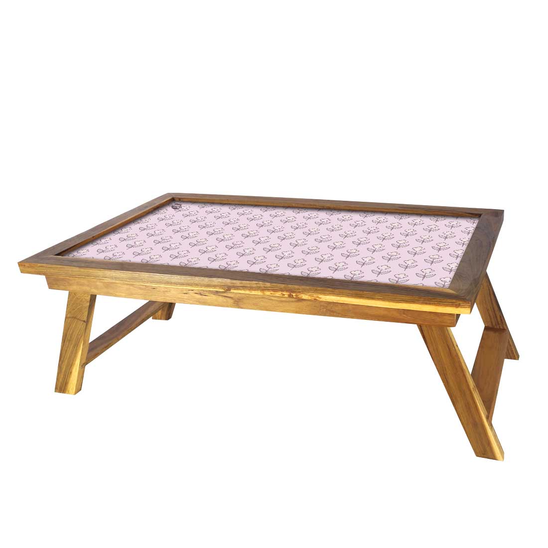 Bed Breakfast Table Wooden & Tray for Home  - Flower Pink Shade Nutcase