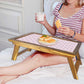 Bed Breakfast Table Wooden & Tray for Home  - Flower Pink Shade Nutcase