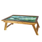 Wooden Small Breakfast Table for Bed Eating Tray  - Space Watercolor Nutcase