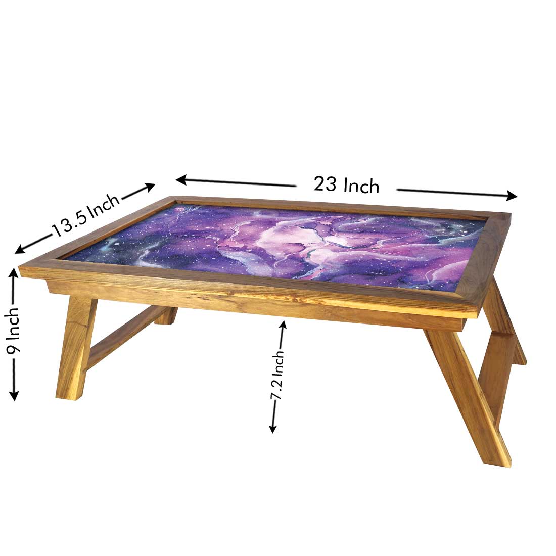 Wooden Eating Tray for Bed Breakfast Table Study Desk - Space Dark Purple Nutcase