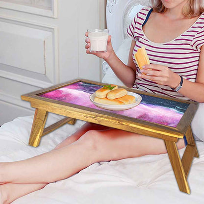 Wooden Laptop Bed Tray Desk for Home Breakfast Table - Space Colorful Nutcase