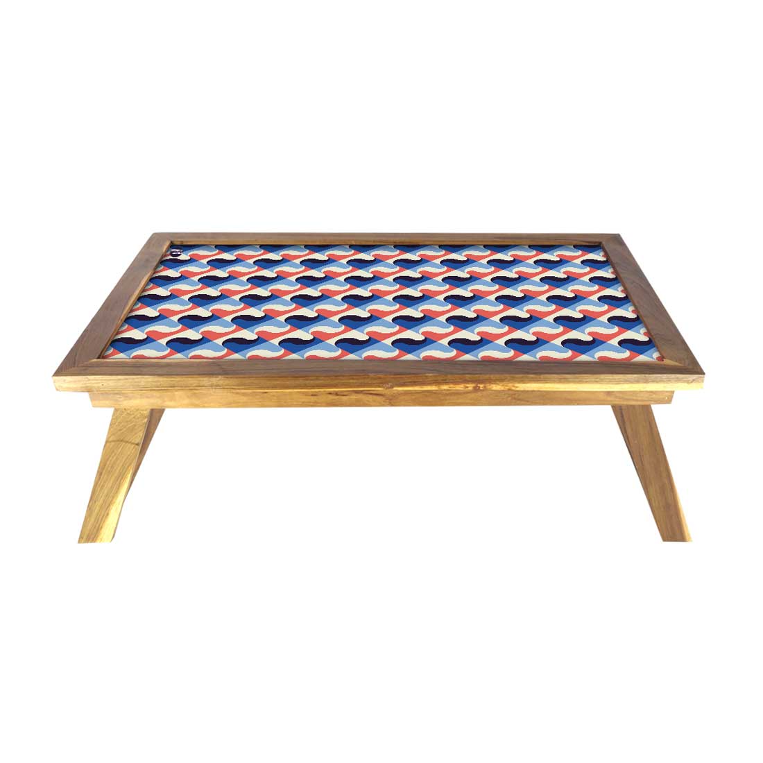 Nutcase Folding Laptop Table For Home Bed Lapdesk Breakfast Table Foldable Teak Wooden Study Desk - Retro Pattern Nutcase