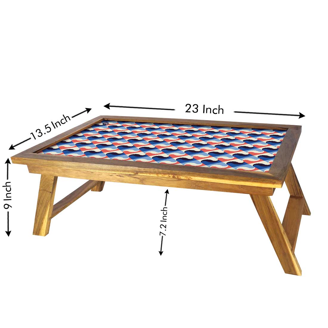 Nutcase Folding Laptop Table For Home Bed Lapdesk Breakfast Table Foldable Teak Wooden Study Desk - Retro Pattern Nutcase
