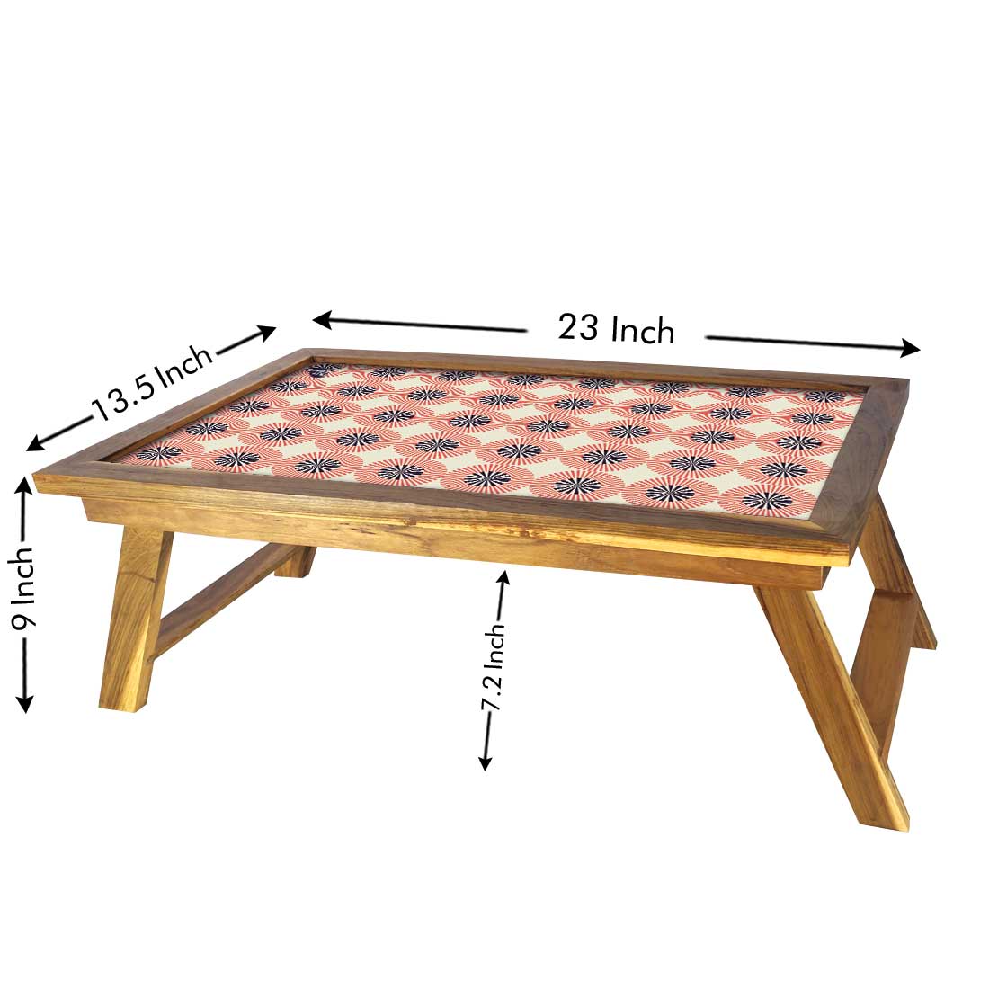 Nutcase Folding Laptop Table For Home Bed Lapdesk Breakfast Table Foldable Teak Wooden Study Desk - Retro Circle Pattern Nutcase