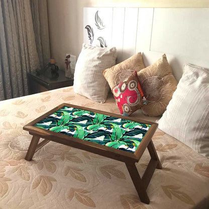 Folding Green Leaves Bed Table for Breakfast Nutcase