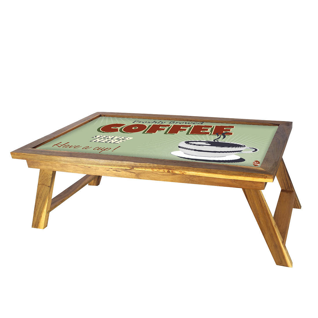 Wooden Folding Bed Table for Breakfast - Coffee Love Nutcase