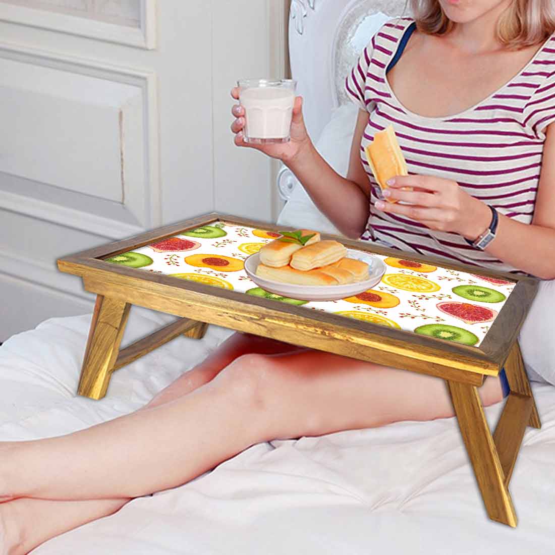 Nutcase Folding Small Table for Breakfast in Bed - Citrus Nutcase