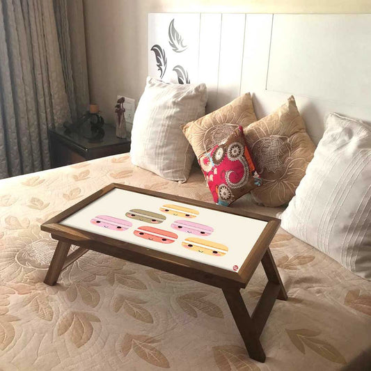 Folding Kids Breakfast Bed Table - Cute Macrons Nutcase
