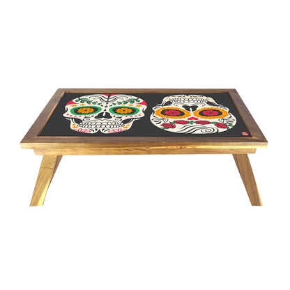 Folding Calavera Printed Bed Breakfast Table Nutcase