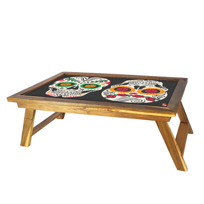 Folding Calavera Printed Bed Breakfast Table Nutcase