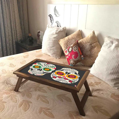 Folding Calavera Printed Bed Breakfast Table Nutcase