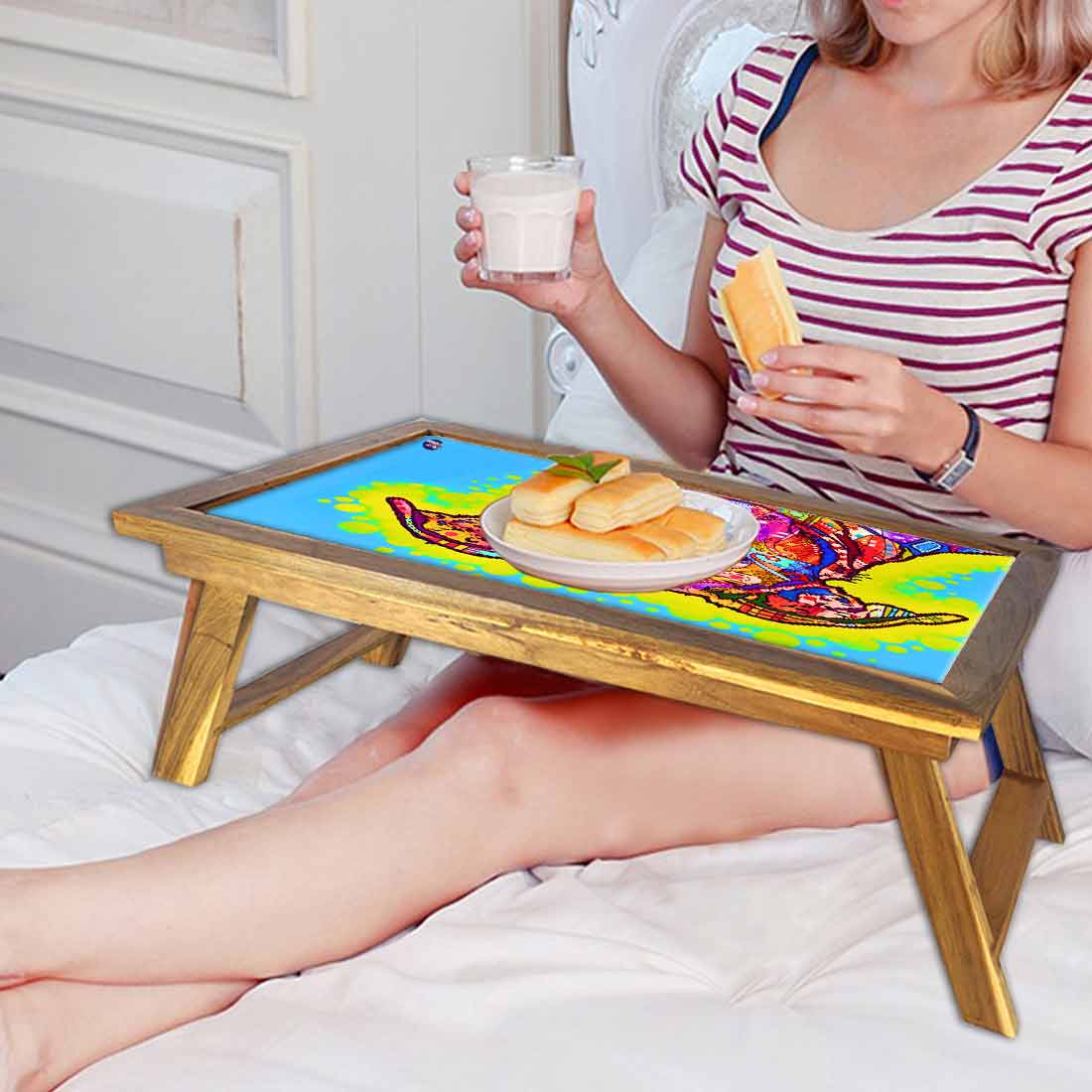Designer Folding Breakfast Serving Bed Tray for Home Nutcase