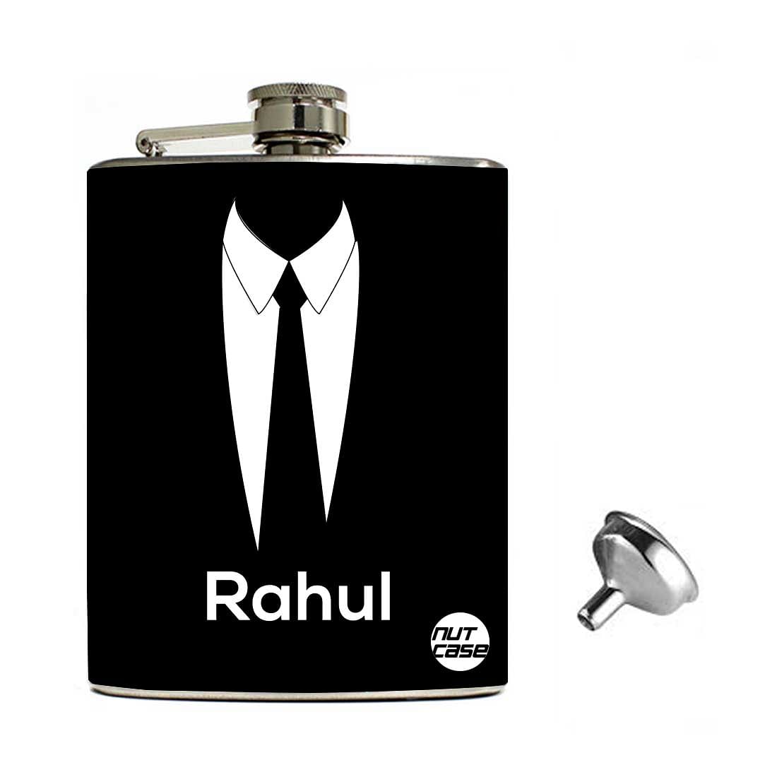 Birthday Gift for Male Friend Personalized Hip Flasks - Suit Up Nutcase