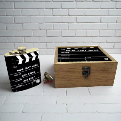 Personalized Hip Flasks for Liquor Set 8 oz Stainless Steel | Wedding Gift Box with Funnel and Personalised Pine Wood Box | Bar Accessories Cocktail Set - Filmy Nutcase