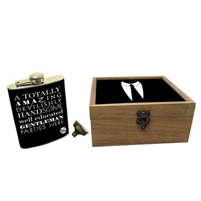 Hip Flask Gift Box -Hip Flasks For Men- Gentleman Suit Up Nutcase