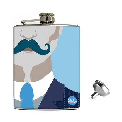 Hip Flask Gift Box -Hip Flasks For Men- Gentlemans Moustache Nutcase