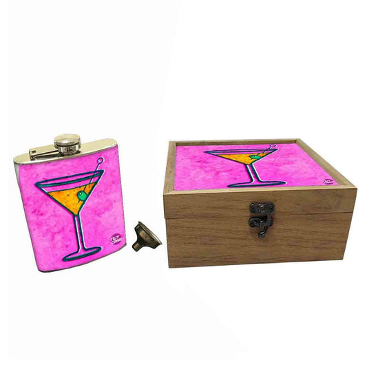 Hip Flask Gift Box -Glass Of Wine Nutcase