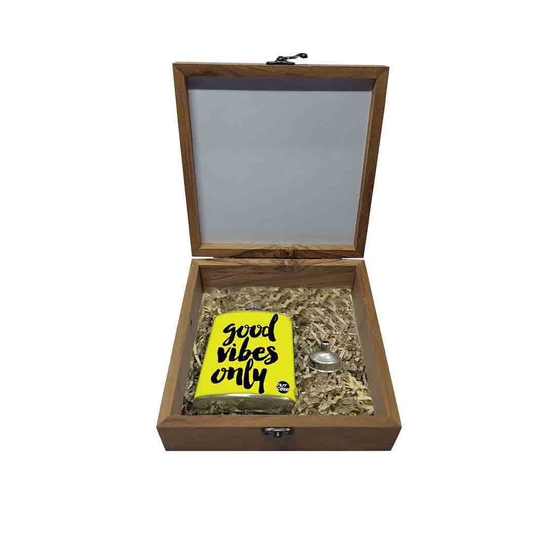 Hip Flask Gift Box -Good Vibes Only Nutcase