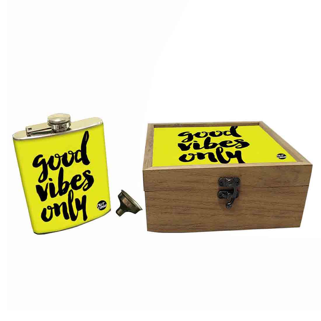 Hip Flask Gift Box -Good Vibes Only Nutcase