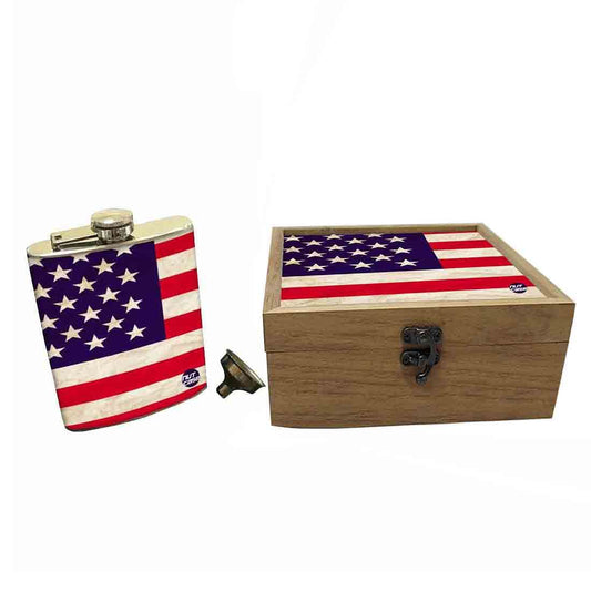 Hip Flask Gift Box -Retro US Flag Nutcase
