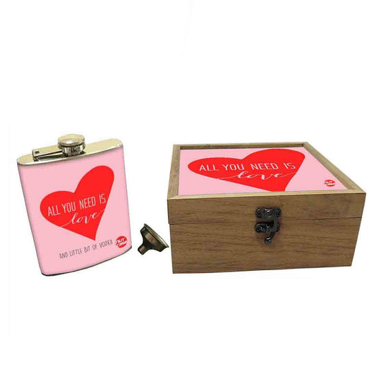 Hip Flask Gift Box -All You Need is Love (Pink) Nutcase