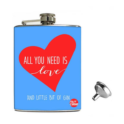 Hip Flask Gift Box -All You Need is Love Blue Nutcase