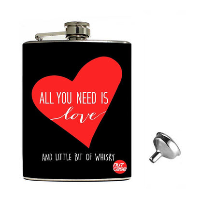 Hip Flask Gift Box -All You Need is Love Black Nutcase