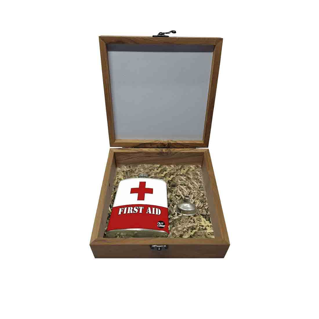 Funny Hip Flask Gift Box - First Aid (White & Red) Nutcase