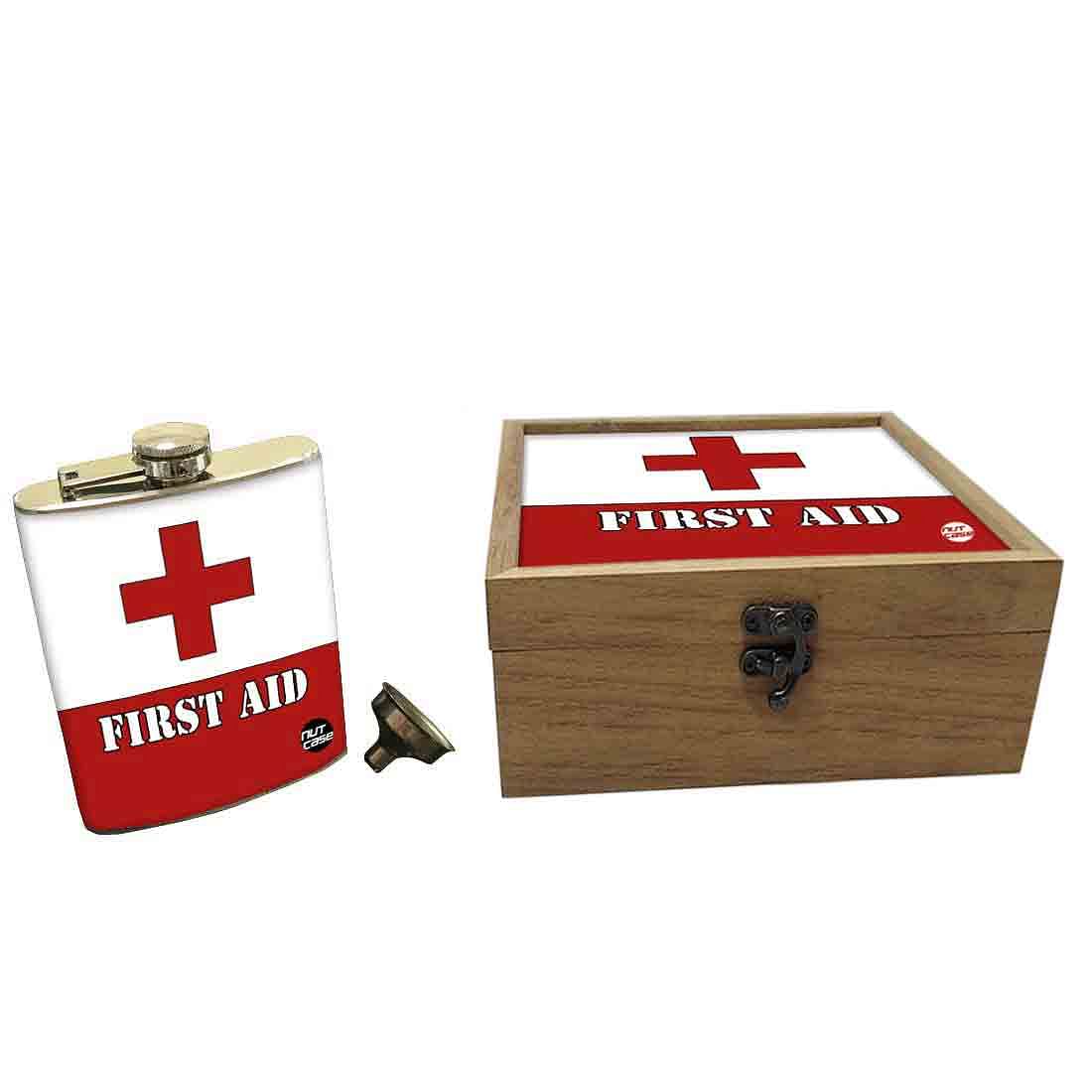 Funny Hip Flask Gift Box - First Aid (White & Red) Nutcase