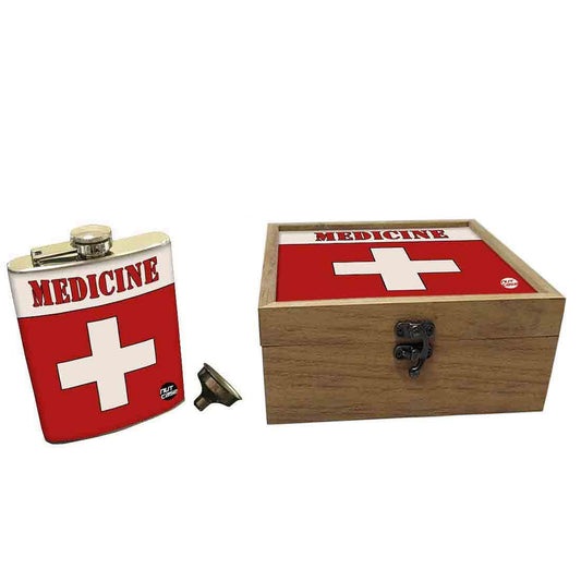 Funny Hip Flask Gift Box - Medicine Nutcase