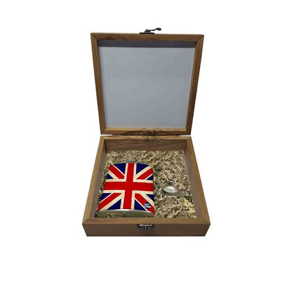 Hip Flask Gift Box -Vintage Union Jack British Flag Nutcase