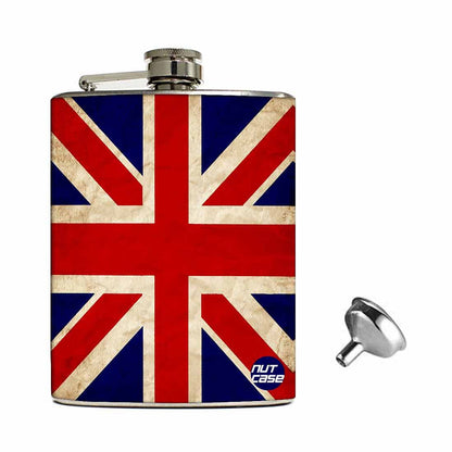 Hip Flask Gift Box -Vintage Union Jack British Flag Nutcase