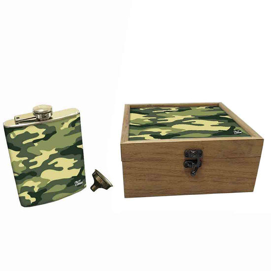 Hip Flask Gift Box -Hip Flasks For Men- Military Army Camo Nutcase