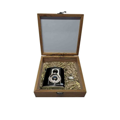 Hip Flask Gift Box -Retro Vintage Camera Nutcase