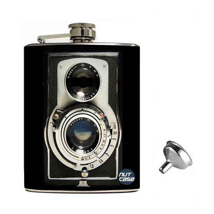 Hip Flask Gift Box -Retro Vintage Camera Nutcase