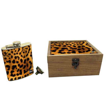 Hip Flask Gift Box -Leopard Nutcase