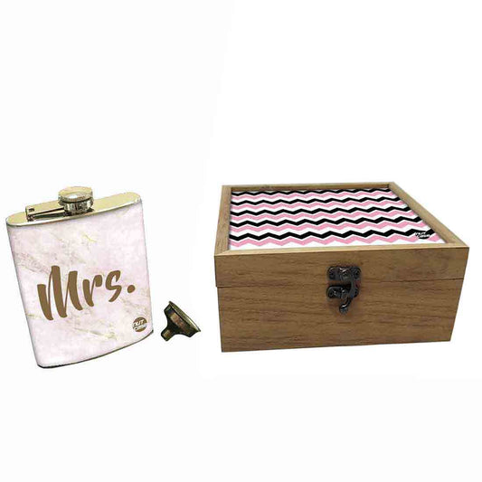 Hip Flask Gift Box -Mrs. Pink Marble Nutcase