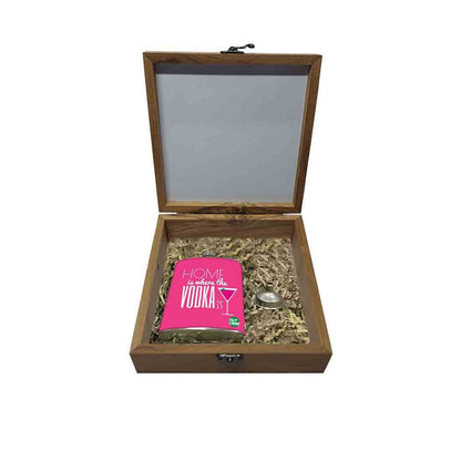 Hip Flask Gift Box -Home Is Where The Vodka Is Nutcase