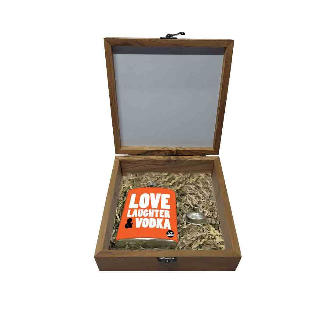 Hip Flask Gift Box -Love Laughter Nutcase