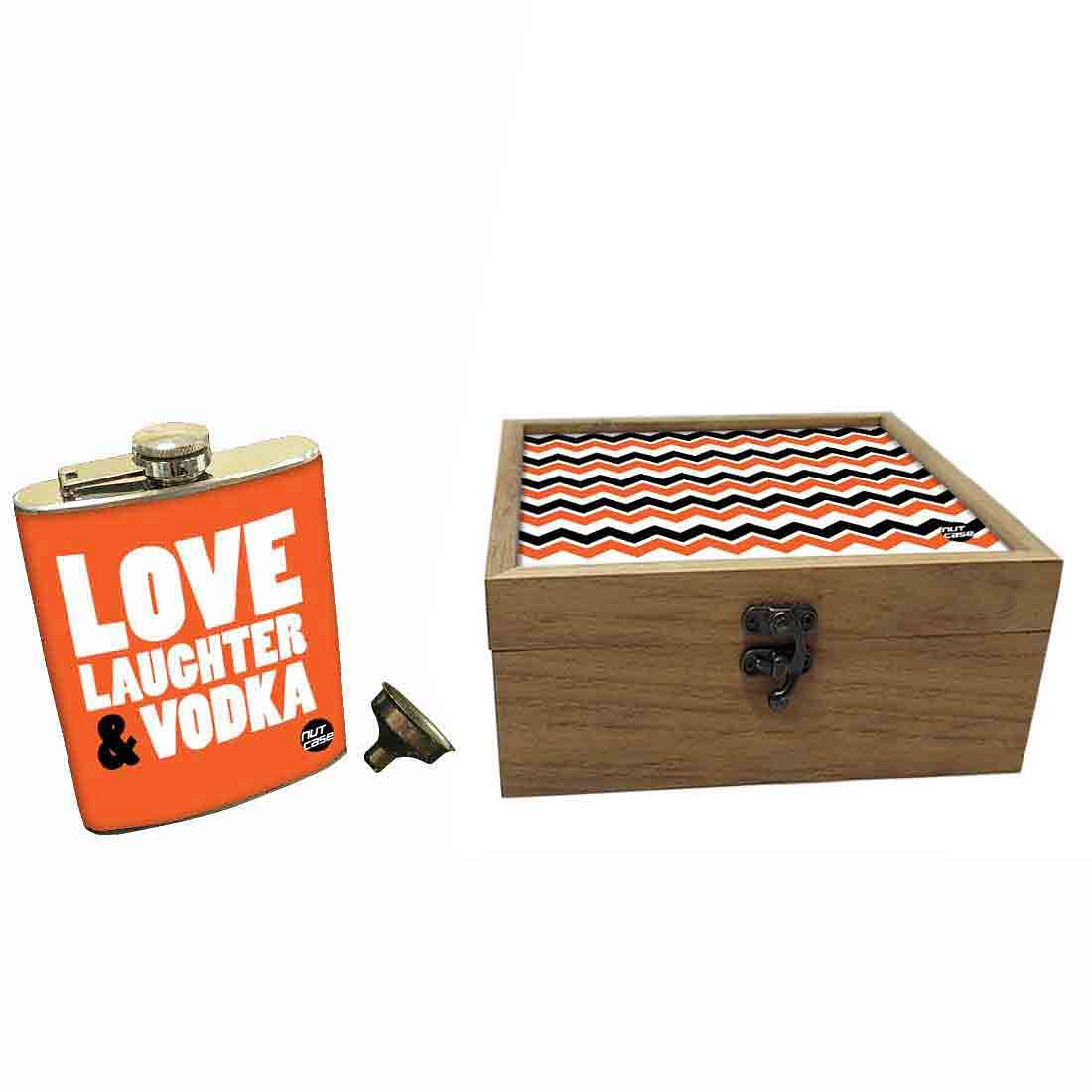 Hip Flask Gift Box -Love Laughter Nutcase