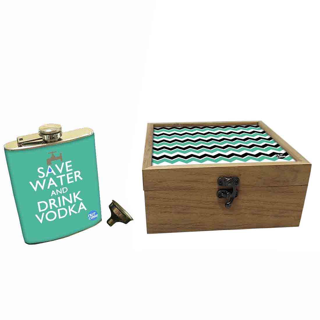 Hip Flask Gift Box -Hip Flask For Women-Save Water And Drink Vodka Nutcase