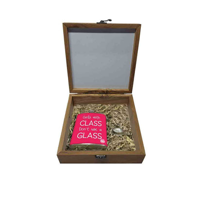 Hip Flask Gift Box -Hip Flask For Women -Girls with Class Don't Need A Glass Nutcase