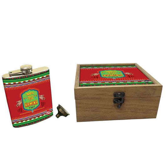Hip Flask Gift Box -Indian Kitsch Quirky Design-Suddh Kamina Nutcase