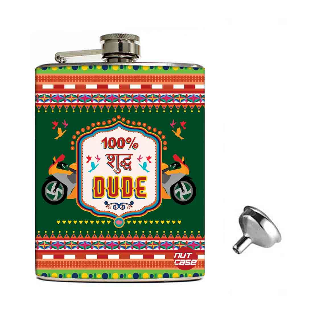 Hip Flask Gift Box -Indian Kitsch Quirky Design - Suddh Dude Nutcase