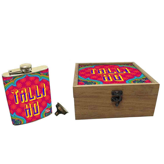 Hip Flask Gift Box -Indian Kitsch Quirky Design-Talli Ho Nutcase